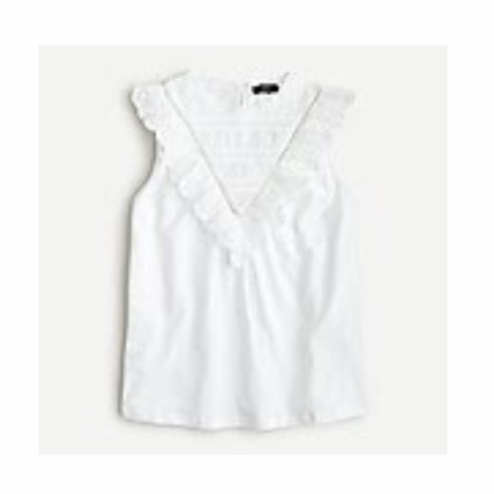 J Crew Eyelet Ruffle Tank